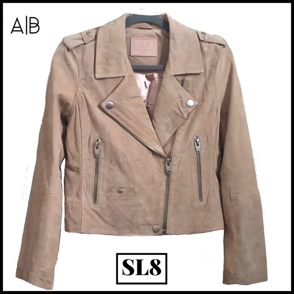 Blush Suede Leather Moto Biker Jacket - Picture 1 of 8